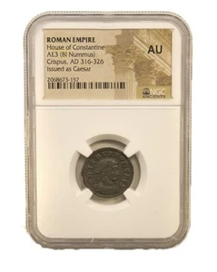 NGC AU Roman AE3 Crispus AD 316-326 NGC Ancients Certified Bi Nummus - Picture 1 of 3