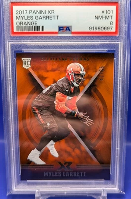 Myles Garrett /75 Rookie Card 2017 Panini XR SP Orange PSA 8 None Higher RC - Image 1 of 3