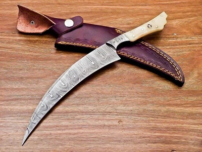 Faca Bowie TR-6508 12" personalizada feita à mão lâmina de damasco acampamento caça - Imagem 1 de 4