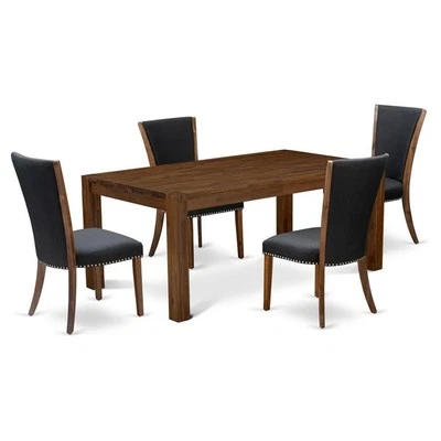 East West Furniture Lismore 5-piece Wood Dining Set in Walnut/Black - Image 1 of 4