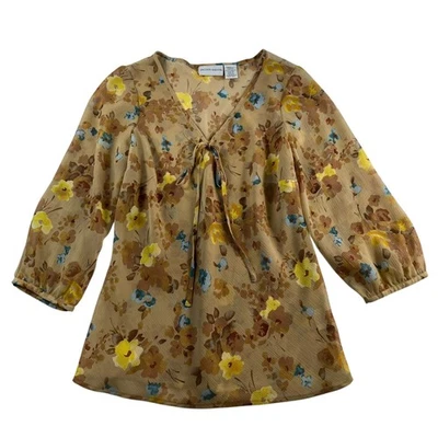 Blusa Babydoll Pequeña Vintage Años 90 Y2K S Cottagecore Floral Transparente Top Boho Caprichosa Foto 1 de 4