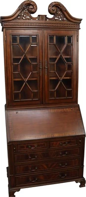 Traditional Mahogany Secretary Desk with Bookcase | Office Furniture - Image 1 of 4