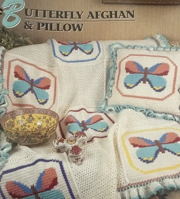 CROCHET Annie’s Afghan Quilt Club ~ “Butterfly Afghan And Pillow” ~ PATTERN ~ - Image 1 of 2