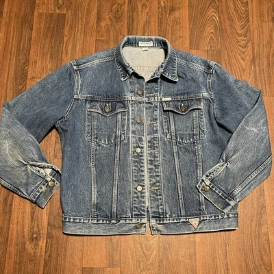 Rare VTG GEORGES MARCIANO for GUESS Denim Jean Trucker Jacket 80s USA Blue SZ XL - Image 1 of 4