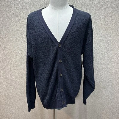 Men’s Geoffrey Beene Navy Blue and Green Cardigan Knit Sweater Size XL - Image 1 of 4