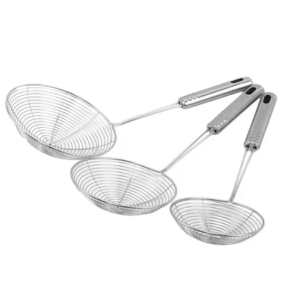 1pc Stainless Steel Oval Skimmer: Oil Mesh Strainer Colander for Cooking - NEW - Image 1 of 4