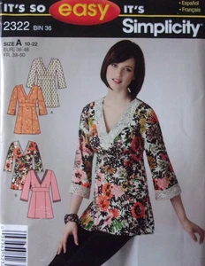 Simplicity Schnittmuster 2322 Größe 10-22 Pullover Tuniken - Bild 1 von 2