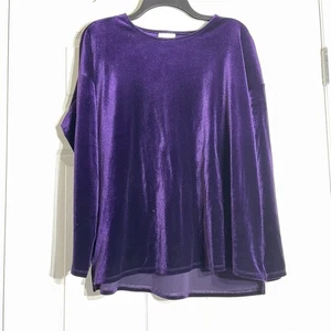 J Jill Medium Purple Velvet Velour Long Sleeve Top - Picture 1 of 7