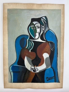 PABLO PICASSO COA art painting original drawing vintage paper signed stamped - Picture 1 of 3