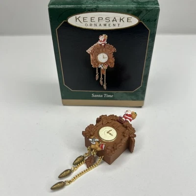 Hallmark Keepsake Miniature Christmas Ornament Santa Time Cuckoo Clock 1999 VTG - Image 1 of 4