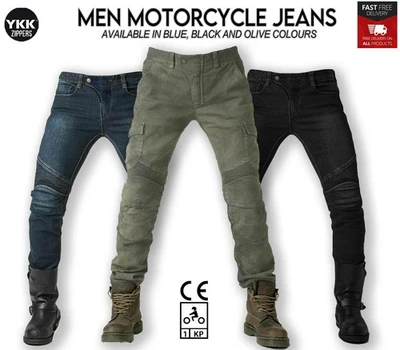 Mens Motorcycle Jeans Motorbike Pant Denim Trousers Protective Lining CE Armors - Image 1 of 4