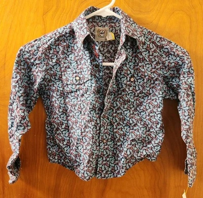 Camisa Cinch Criança Meninos 3T Paisley Manga Longa Cowboy Western Rodeio - Imagem 1 de 4