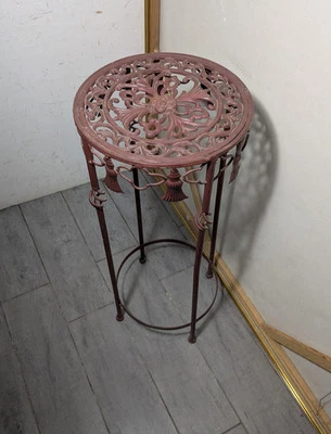 Vintage Rustic Wrought Iron Round Plant Stand Table Shabby Chic Victorian M23 - Image 1 of 4