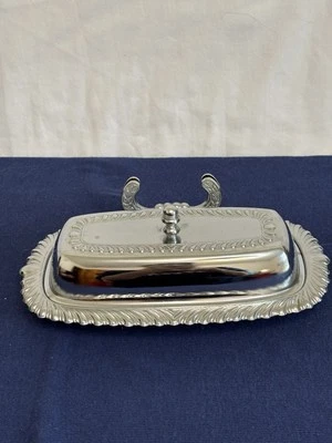 Vintage Irvinware Silver Plate Chrome Covered Butter Dish Made USA Brand New - Image 1 of 4