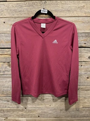 Camisa feminina Adidas Climalite Performance manga longa gola V elástica rosa tamanho M - Imagem 1 de 4