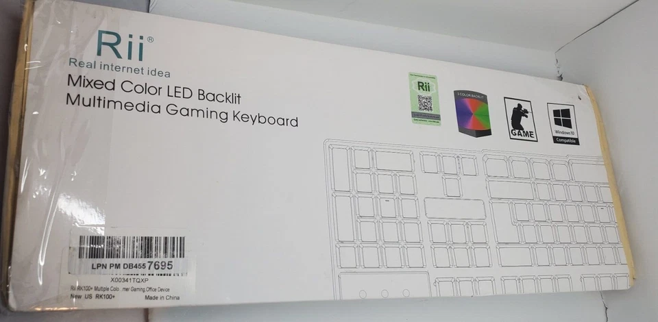 Rii RK100+ Multiple Color Rainbow LED Backlit Large Size USB Wired Mechanical Fe - Image 1 of 4