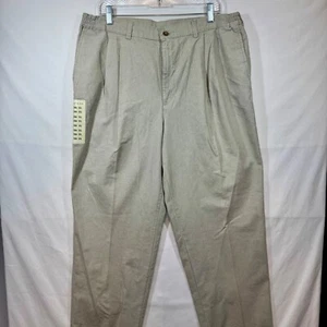 Savane Pleated Dress Pants Elastic Waist Khaki Beige 38X30 NWT - Picture 1 of 10