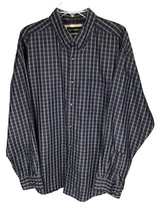 Ruff Hewn Shirt Men's XL Navy Blue Check Long Sleeve Button Down - Picture 1 of 10