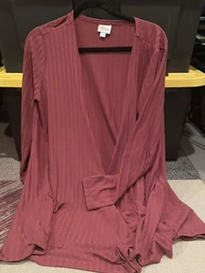 NWOT LuLaRoe Caroline Cardigan LARGE RIBBED Dark BURGANDY SOLID - Picture 1 of 2