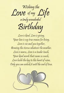 "Biglietto A5 ""Happy Birthday to the Love of my Life"" per lui/lei/partner/amore" - Foto 1 di 2