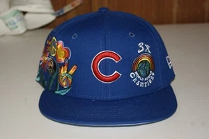 New Era Chicago Cubs Fitted Hat Blooming Cap Flowers Floral Sz 7 1/4 1/2 Blue - Picture 1 of 4