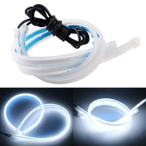 2Pcs 30CM 45CM 60CM Flexible Tube Headlight White LED DRL Strip Turn Signal Lamp - Picture 1 of 12