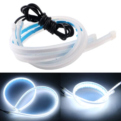 YM E-BRIGHT 2Pcs 30CM 45CM 60CM Flexible Tube Headlight White LED DRL Strip Turn Signal Lamp