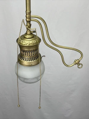 Antique Vtg Victorian Converted Gas Pendant Gasolier Arts & Crafts Mission Deco - Image 1 of 4