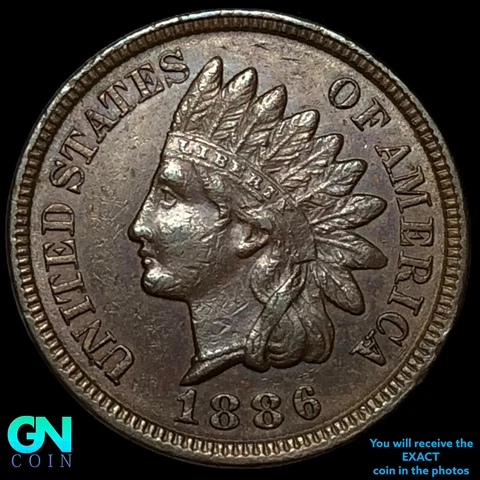 1886 TYPE 2 Indian Head Cent Penny  #E7484 Cover