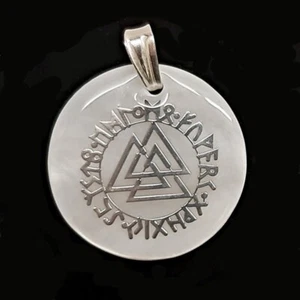 COLGANTE SÍMBOLO VALKNUT NACAR Natural y PLATA de LEY 925. Nuevo + Estuche - Imagen 1 de 3