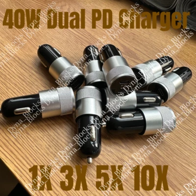 Cargador Coche 40W Doble PD USB-C Adaptador Rápido Para iPhone 15 14 13 12 11 Pro Max Lote Foto 1 de 4