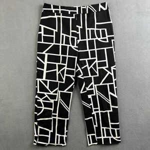 Joseph Ribkoff Pants Womens 8 Black White Geometric Cotton Canvas Capri Trends - Picture 1 of 15