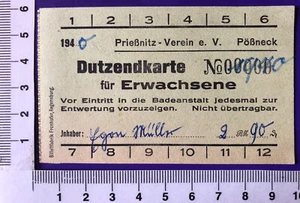 Eintrittskarte Ticket Billett Badeanstalt Pößneck Prießnitz-Verein Probedruck - Bild 1 von 2