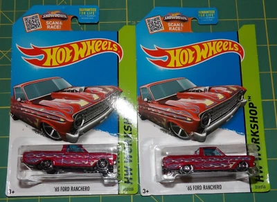 Lote de 2 - 2015 Hot Wheels HW Workshop-Heat Fleet - '65 Ford Ranchero - Dk. Vermelho - Imagem 1 de 4