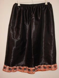 Halloween Black Satin Half Slip Orange Spider Trim 26"-50" Sissy-XXL 1X 2X NEW - Picture 1 of 3