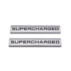2x Gray&Black Metal Supercharged Logo Emblems 3D Sport Bagde Turbo Sticker Decal