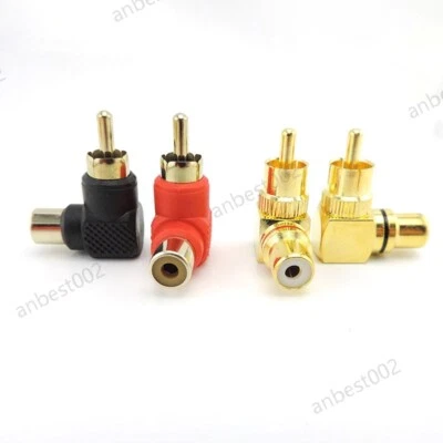 90 Degree RCA Connector M/F Right Angle female to male Plug copper Adapter L - Image 1 of 4