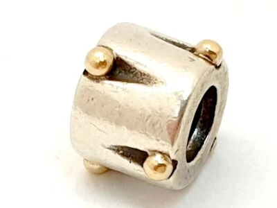 Pandora Bicolor Charm Drum Sterling Silber 925 und 14K 585 Gold Trommel - Bild 1 von 2