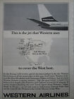 6/1965 Pub Western Airlines Canada Usa Mexico Boeing 720B Airliner Original Ad