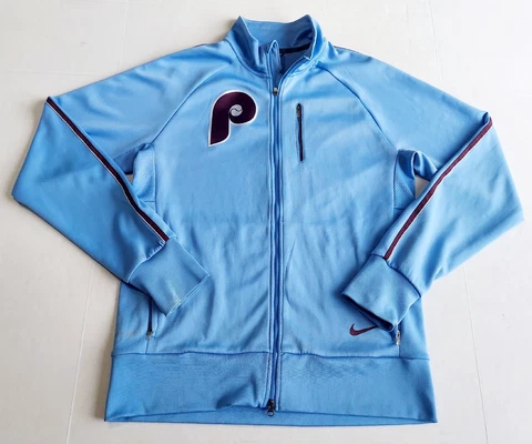Philadelphia Phillies Nike Warm Up Jacket M Full Zip Powder Blue Dri Fit Mens Cover