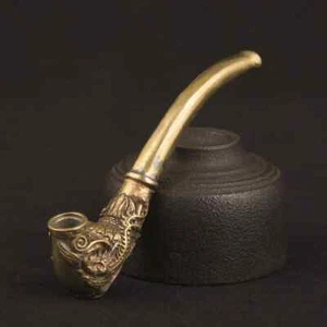 Brass Pipe Handmade Carving Dragon Pattern Phoenix Smoking Tobacco Herb Pipes - Picture 1 of 8