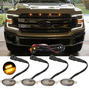 4pcs Amber LED Front Grille Grill Running Lights Kit For Ford F150 Raptor Style - Picture 1 of 14