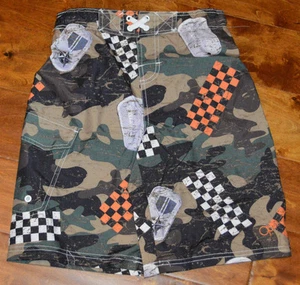 Boy's OP Green & Brown Camo Slip On Drawstring Swim Shorts Sizes 8, 10-12 - Picture 1 of 3
