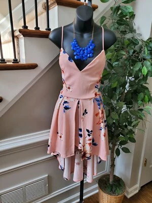 Monos Derek Heart para mujer rosa floral poliéster cuello en V tiras de una pieza L Foto 1 de 4