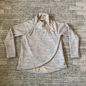 Athleta Cozy Karma Asymmetrical Pullover Sweater S Thumbholes Gray Heathered - Foto 1 di 8