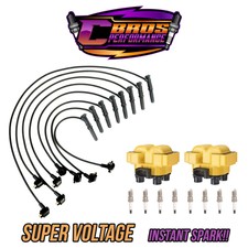 CBros High Output Ignition Coil Tune Up Kit For Ford F-150 96-99 4.6L 2pc Yellow