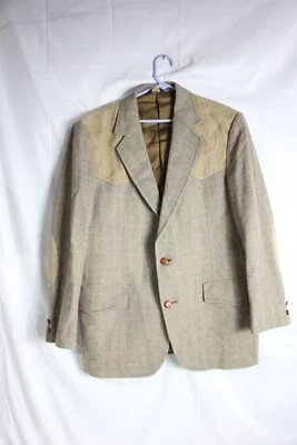 VTG Pendleton Western Blazer Jacket Mens 42R Beige Virgin Wool Elbow Patches USA - Image 1 of 4