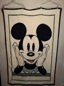Vintage BIEDERLACK Disney Mickey Mouse 57" X 39" Blanket Blue / White - Picture 1 of 9