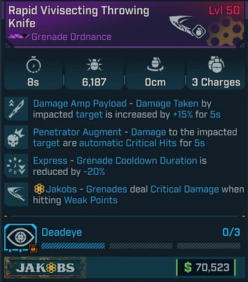 Borderlands 4 VEX VIVISECTING KNIFE PENETRATOR LV50 LV34 - Image 1 of 3