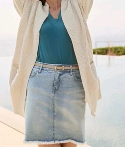 TOMMY BAHAMA Women’s Boracay Indigo Raw Edge Denim Skirt Size 6 NWT - Picture 1 of 14